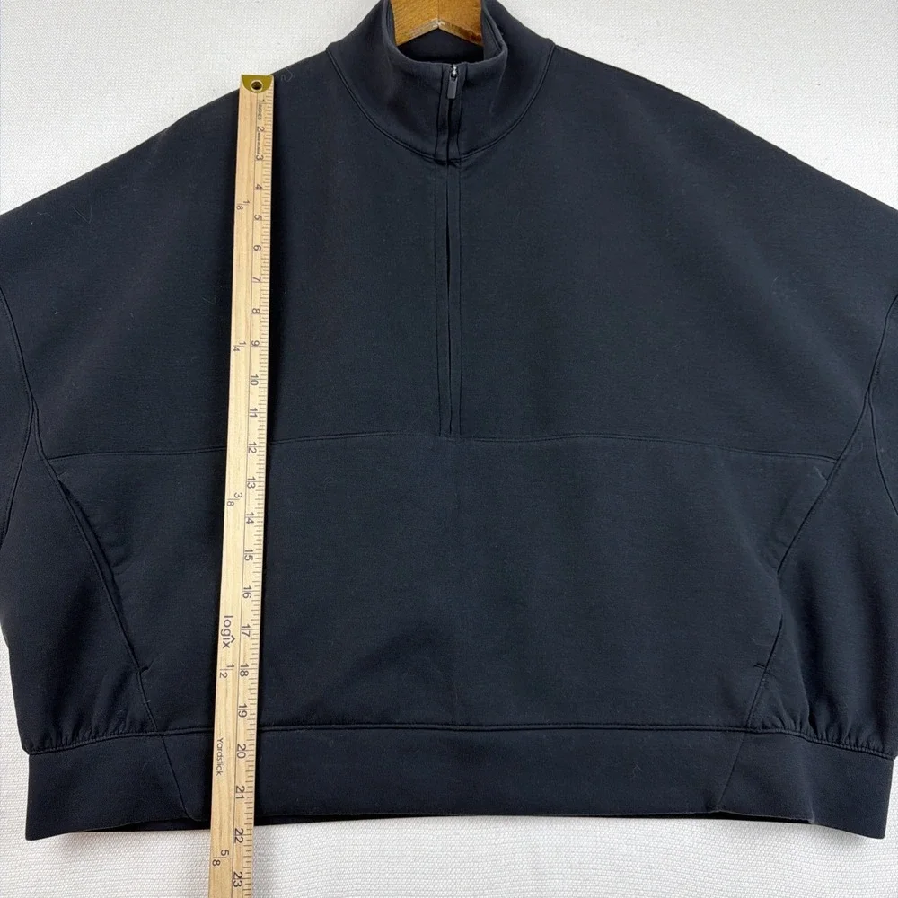 Nike24.7 Dri-Fit 1/2 Zip Pullover Cropped Sweatshirt Size L Black Preppy Stretch